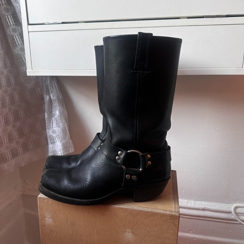 Vintage Frye Black Boots, Women's size 9.5, black leather